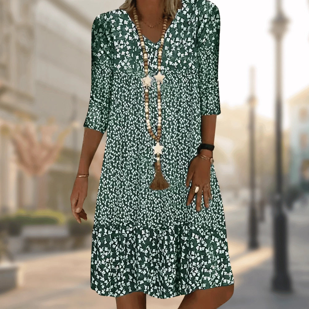 Boho Damen-Minikleid mit 3/4-Ärmeln von Elarova – lockerer Schnitt für den Sommer