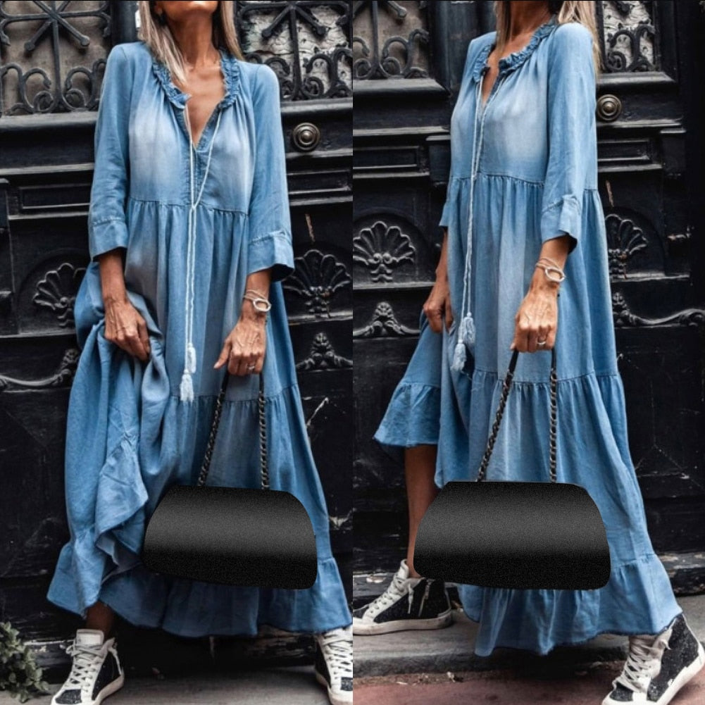 Boho-Kleid von Elarova: Langes, lässiges Kleid