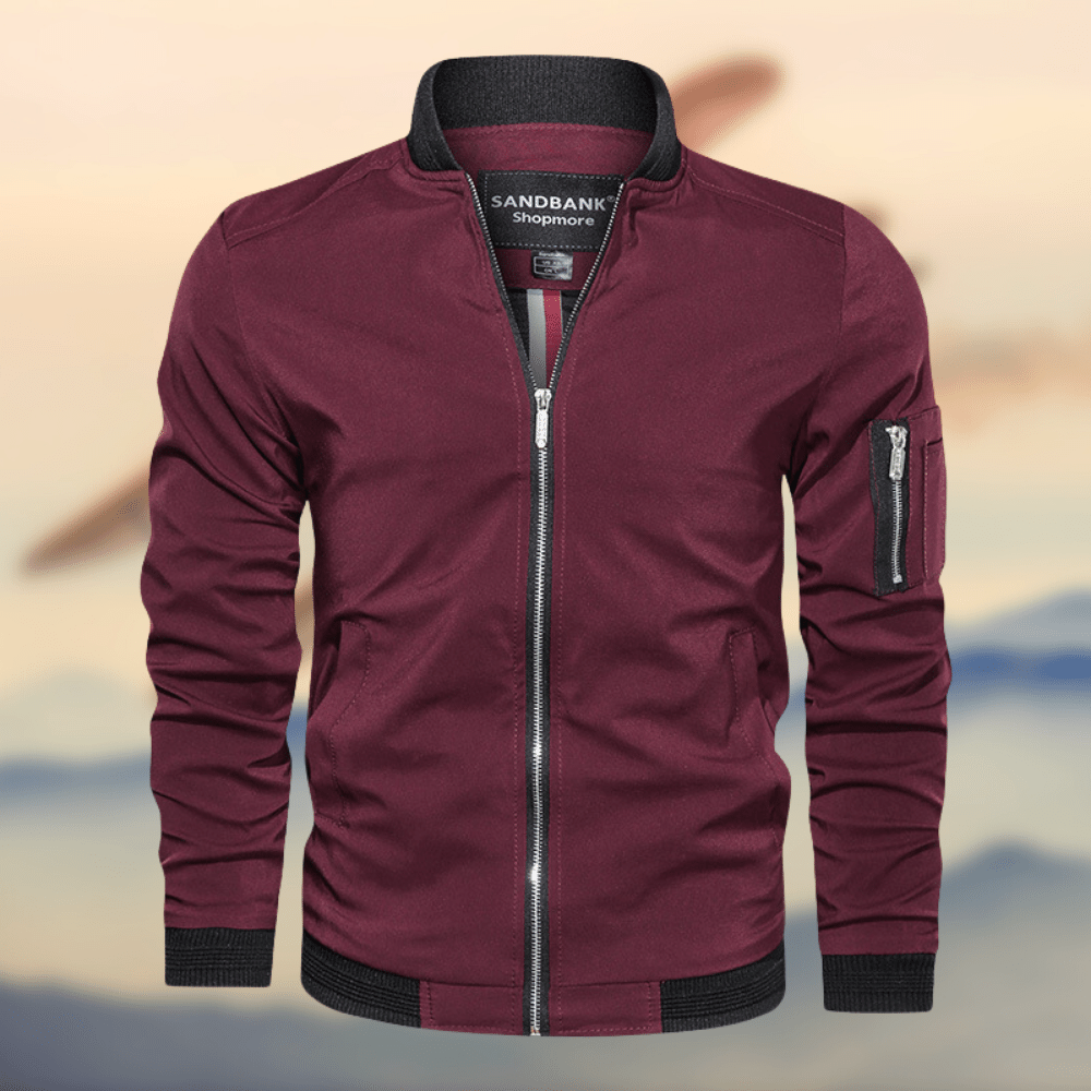 Bomberjacke - Herren Zip-Up Slim Fit Windproof Jacke-Rot-S-Chaps Herrenmode