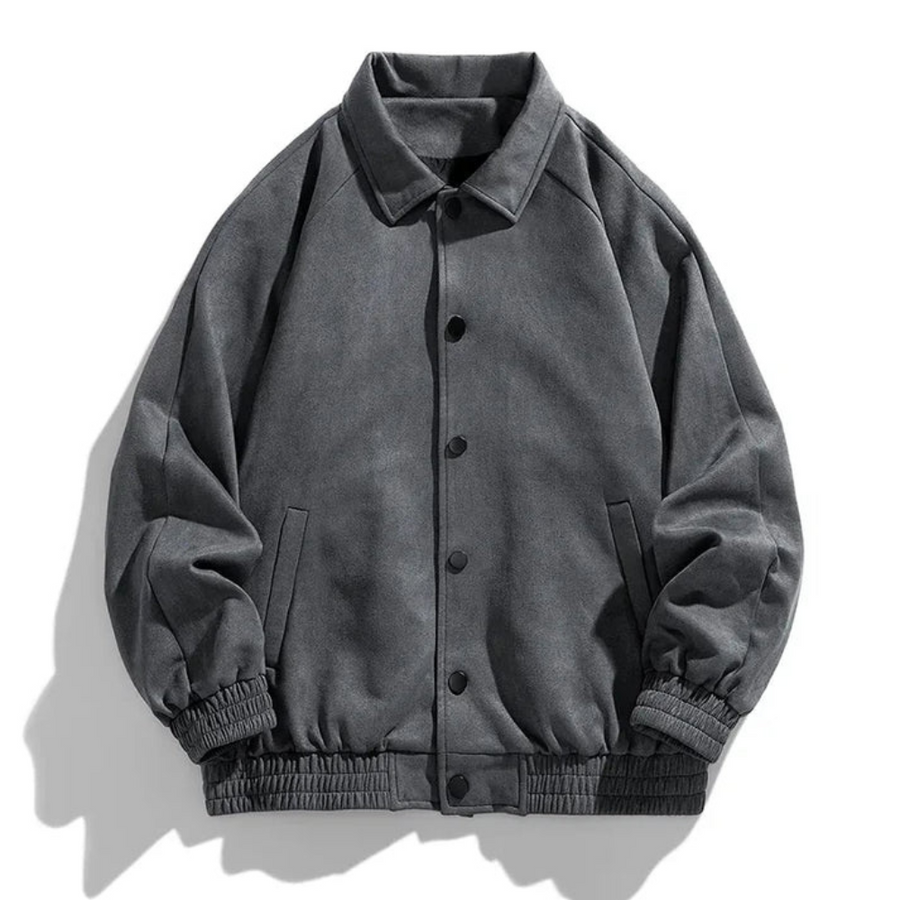 Herren Bomberjacke Oversize Retro Knöpfe Schwarz - Norvielle