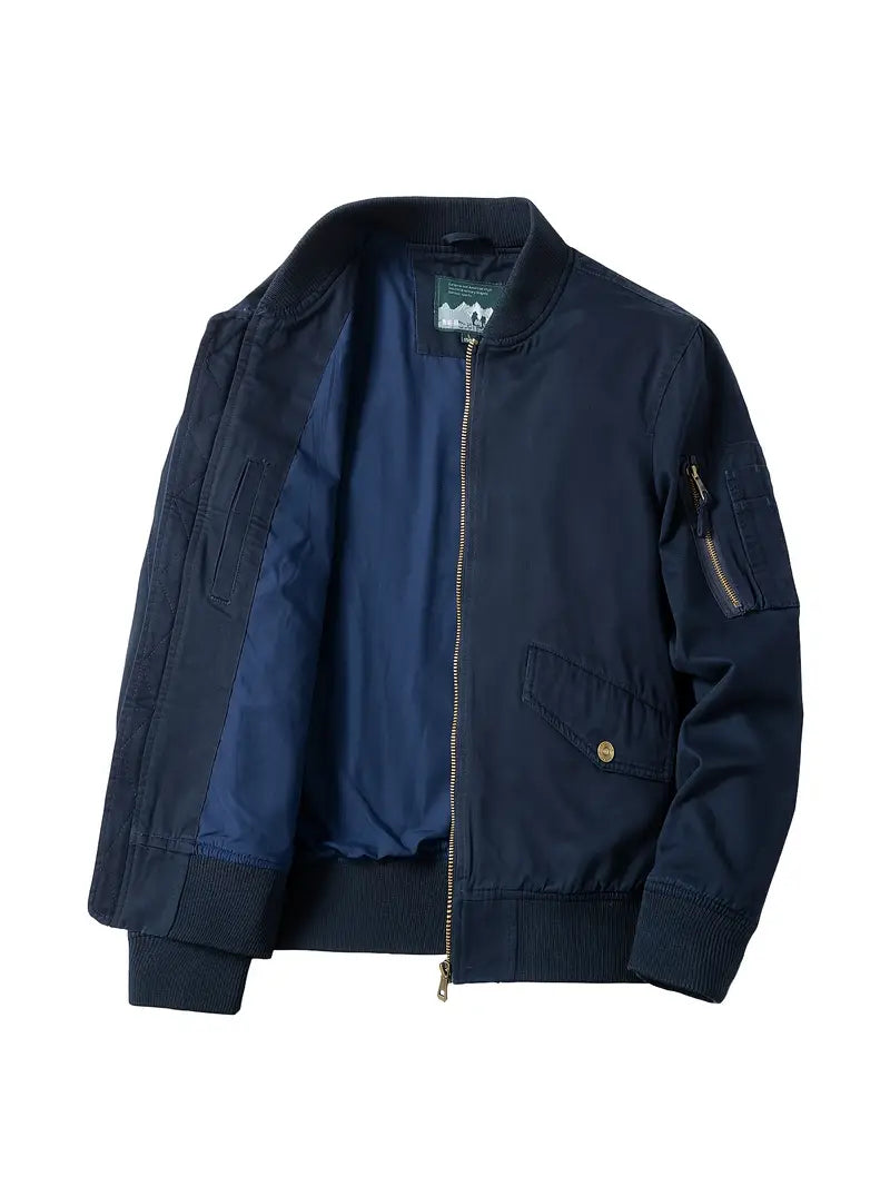 Bomberjacke – Leicht – Mit Reißverschluss – Winddicht – Herrenjacke-Marineblau-M-Chaps Herrenmode