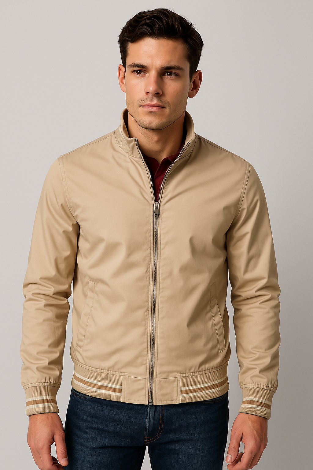 Herren Bomberjacke Reißverschluss Slim Fit Schwarz - Norvielle