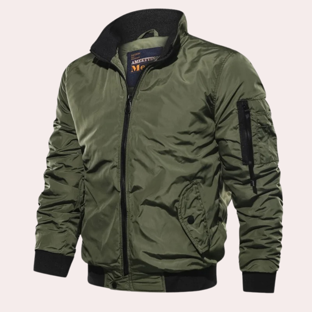 Herren Bomberjacke Winddicht Zip-Up Sommer Schwarz - Norvielle