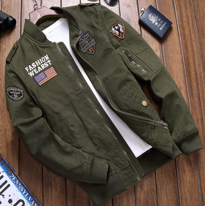 Herren Bomberjacke Pilotenjacke mit Taschen und Reißverschluss - Norvielle