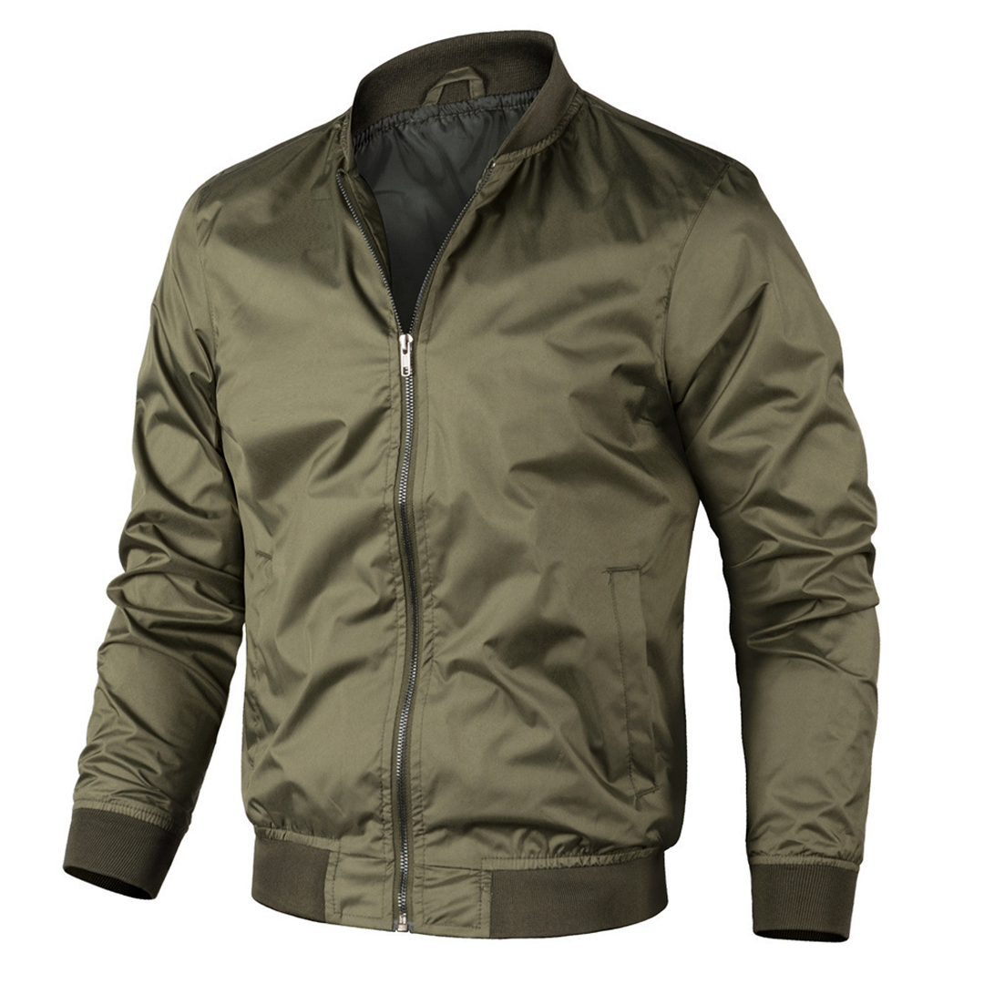 Bomberjacke – lässige Vintage-Herbstjacke mit Reißverschluss für Herren-Armeegrün-S-Chaps Herrenmode