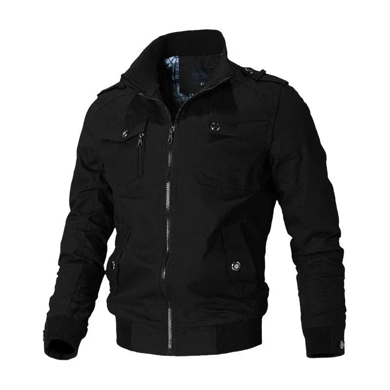 Herren Cargojacke Reißverschluss Bomberjacke Schwarz - Norvielle