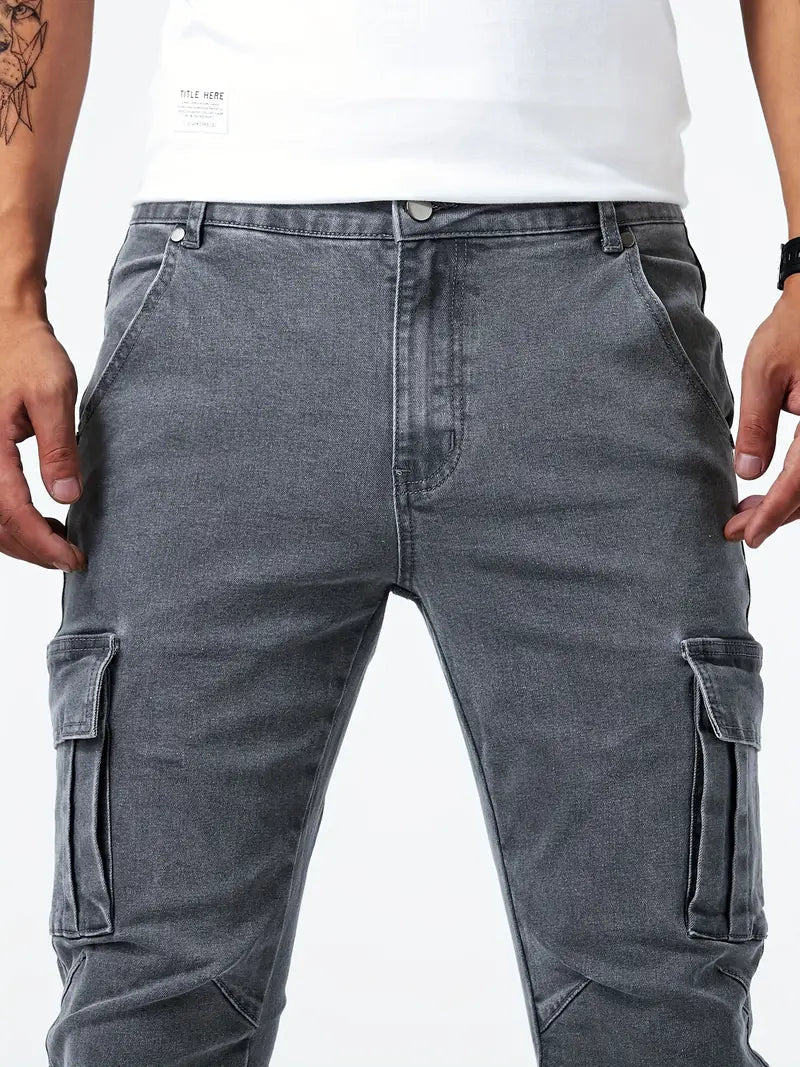 Männer Cargohose Lässig Baumwolle Blau - Norvielle