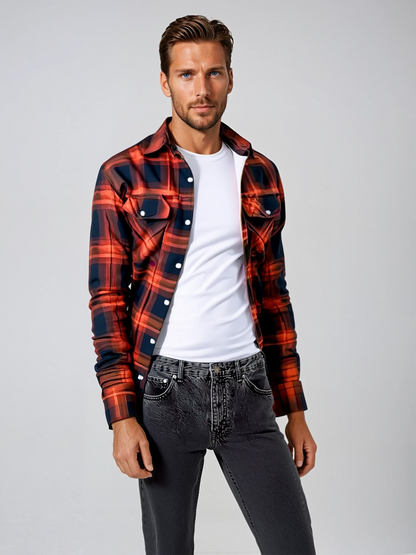Herren Karierte Sherpa-Futterjacke