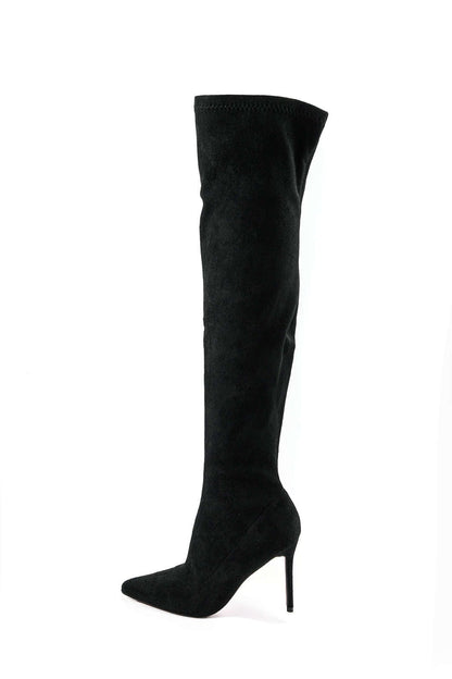 Damen Overknee-Stiefel Velours Elegant