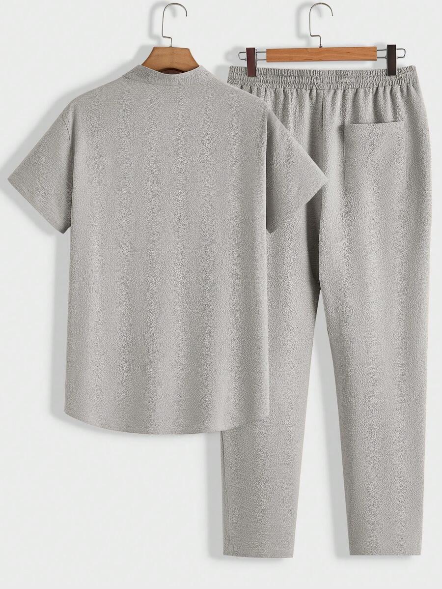 Herren Lounge-Set Polo Stehkragen Hose