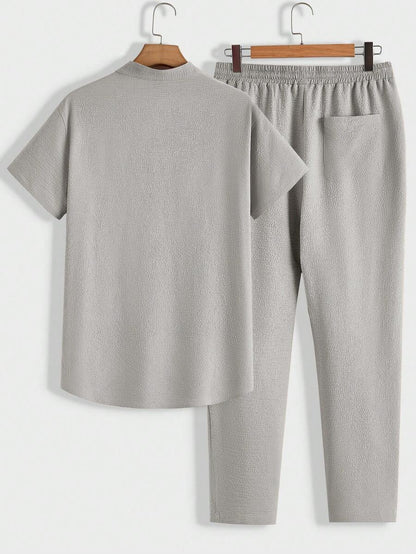 Herren Lounge-Set Polo Stehkragen Hose