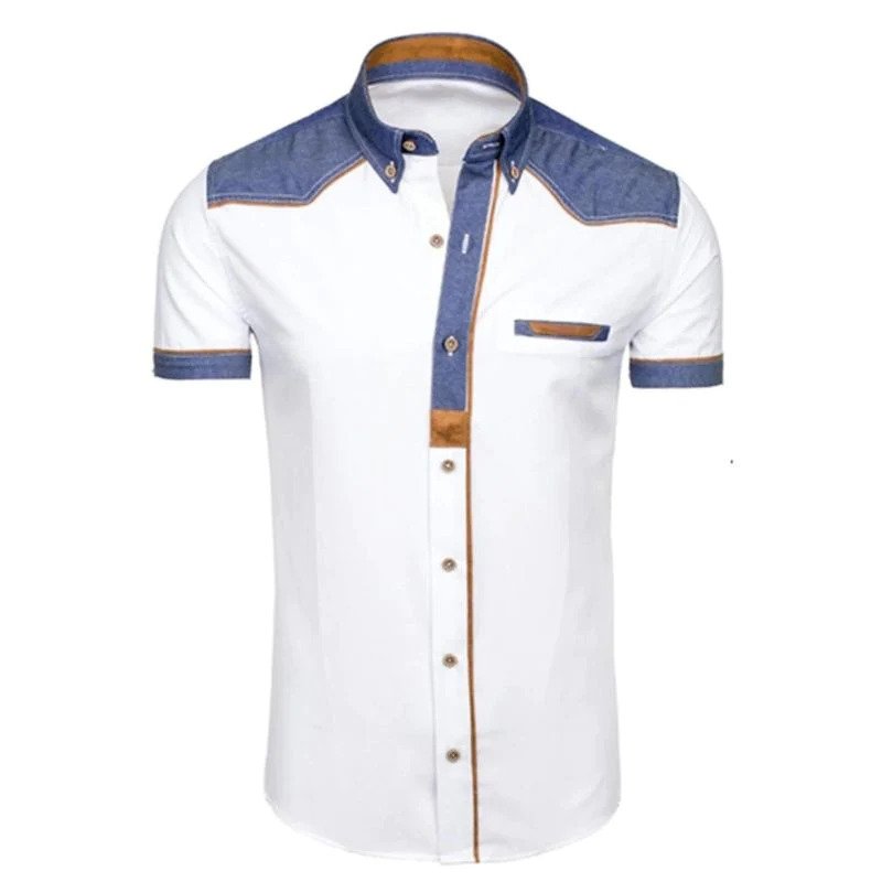 Herren Slim Fit Denim Polo Mit Tasche Blau - Norvielle
