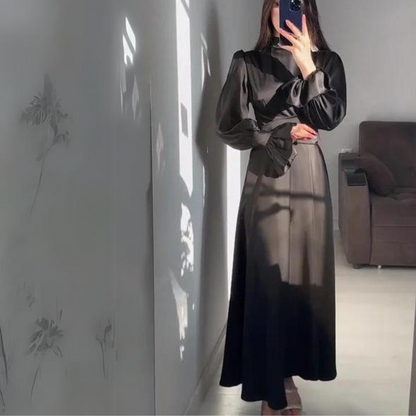 Norvielle Damen Seidenkleid Langärmlig Weich