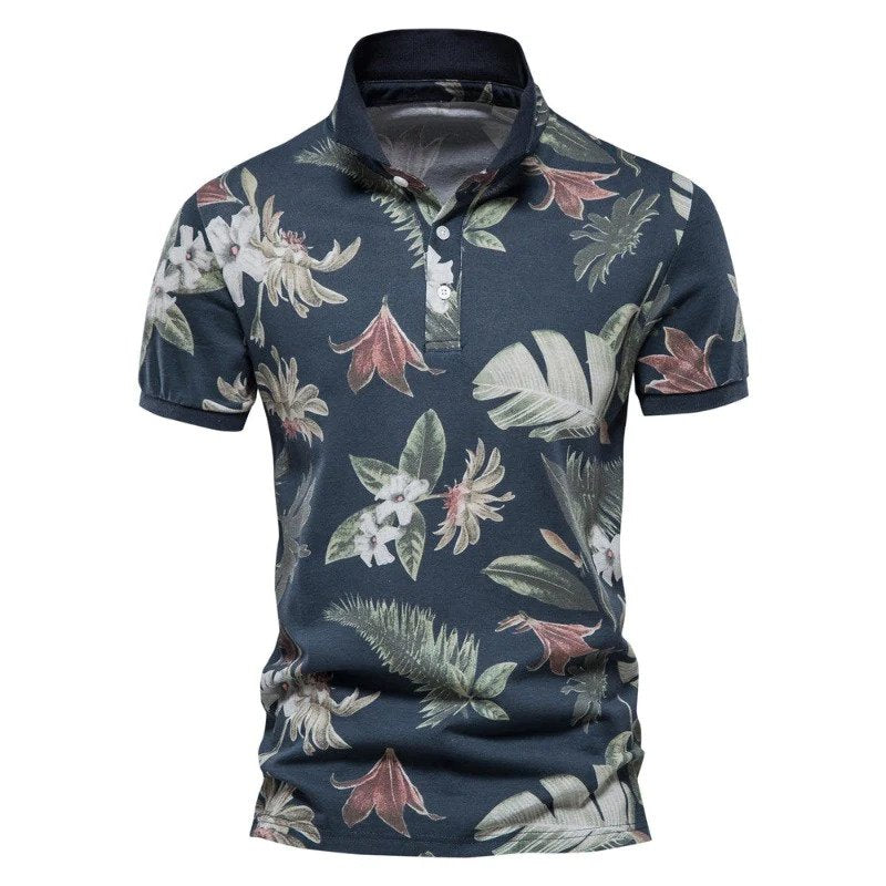 Hawaii Sommer Polo Herren Baumwolle Blau - Norvielle