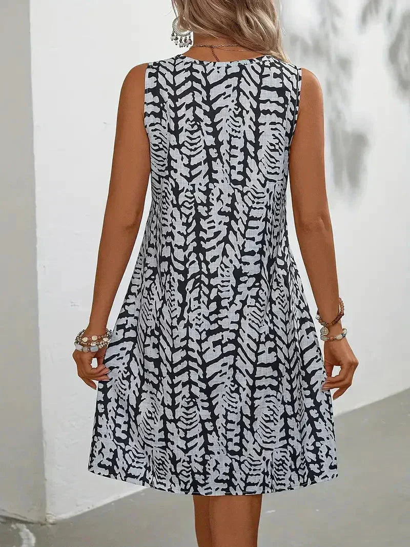 Damen Ärmelloses Sommerkleid Eleganter Print Leicht