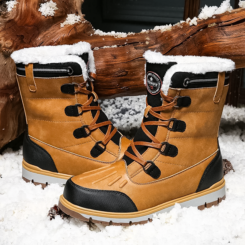Herren Winterschuhe Mittelhoch Schnürung Warmfutter Schwarz - Norvielle