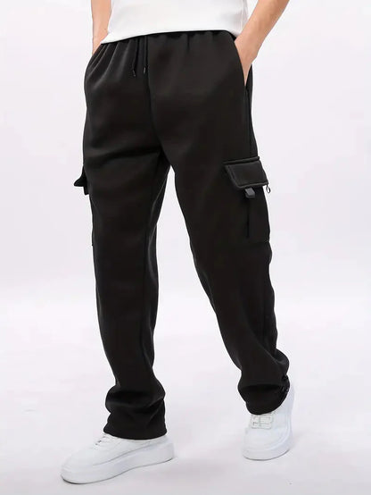 Männer Cargohose Jogginghose Baumwolle Bequem Schwarz - Norvielle