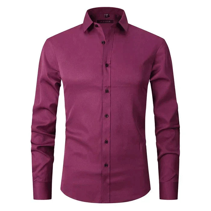 Bügelfreies Hemd | Langarm | Mit Knöpfen | Smokinghemd | Herrenhemden-Violett-S-Chaps Herrenmode