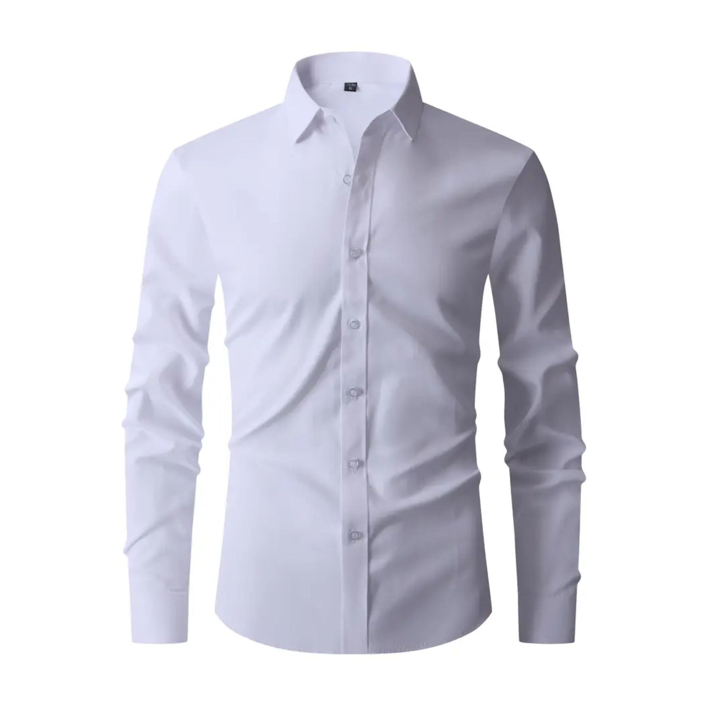 Herren Slim Fit Hemd Bügelfrei Knitterfrei Weiss - Norvielle