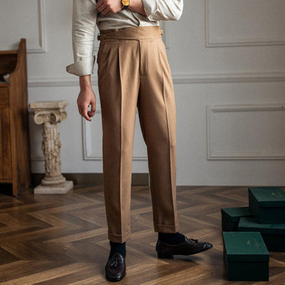 Herren Bundfaltenhose Verstellbare Taille Schwarz - Norvielle