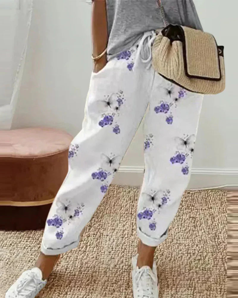 Burga Damen Sommerhose Leicht Modisch Beige