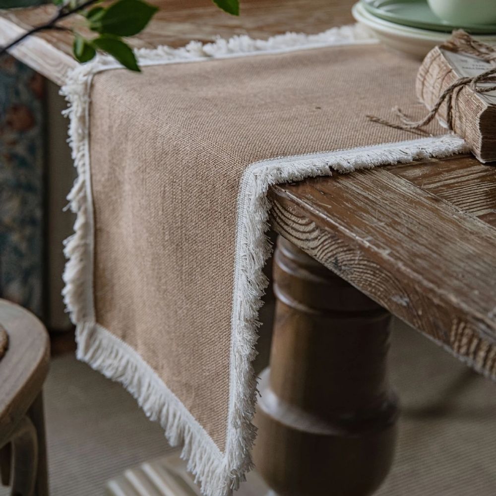 Jute Tischläufer Boho Stil Natur