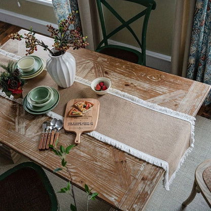 Jute Tischläufer Boho Stil Natur