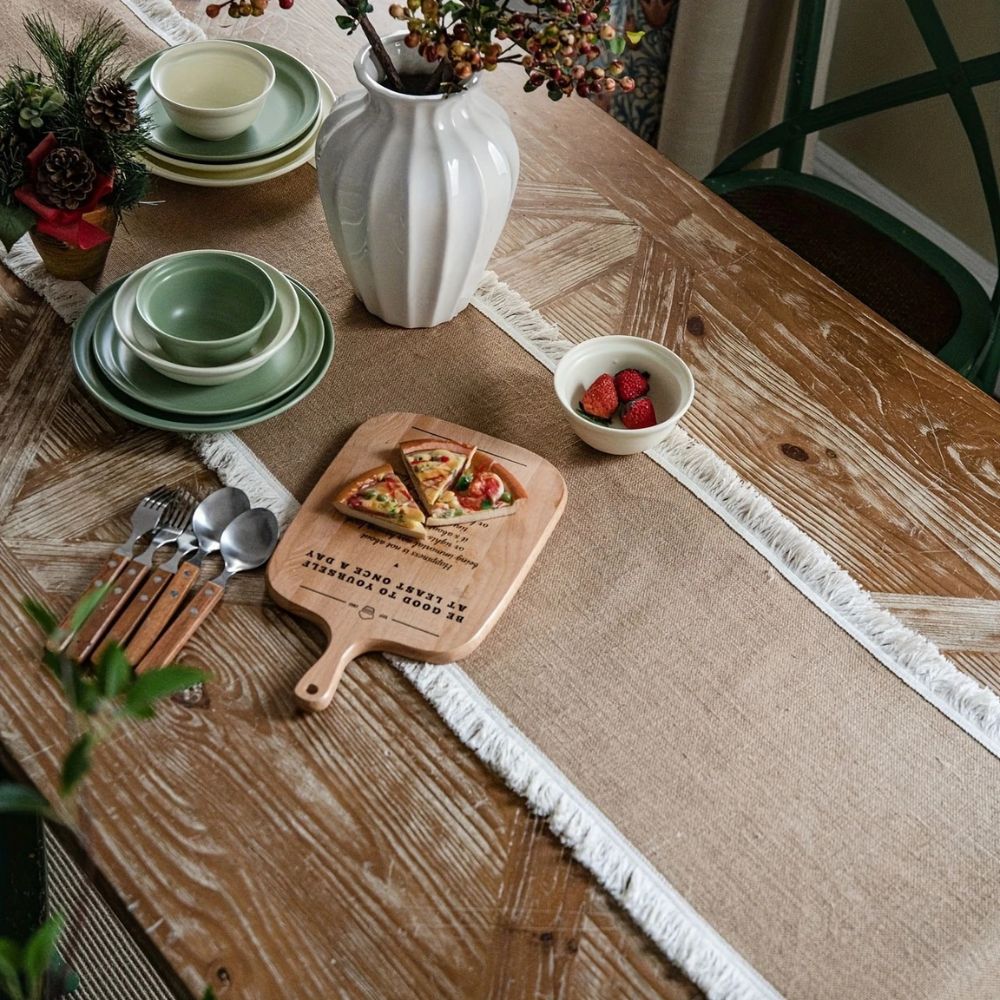 Jute Tischläufer Boho Stil Natur