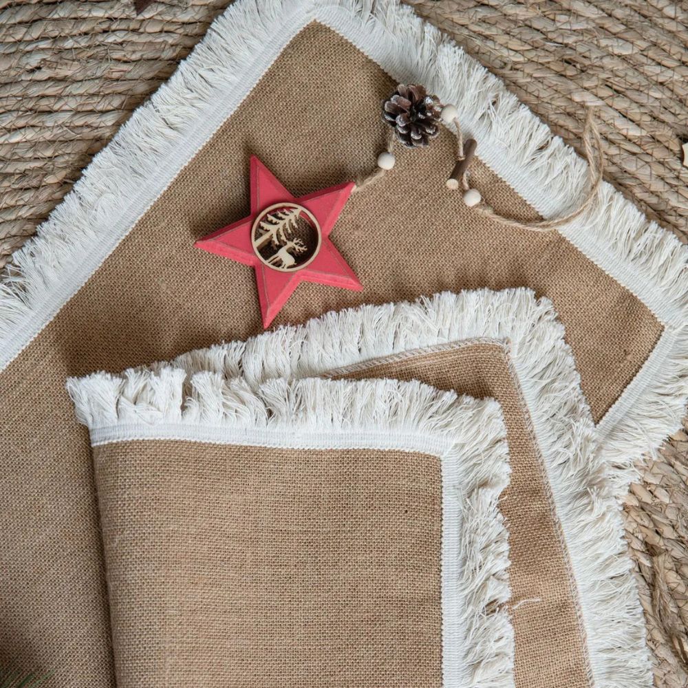 Jute Tischläufer Boho Stil Natur
