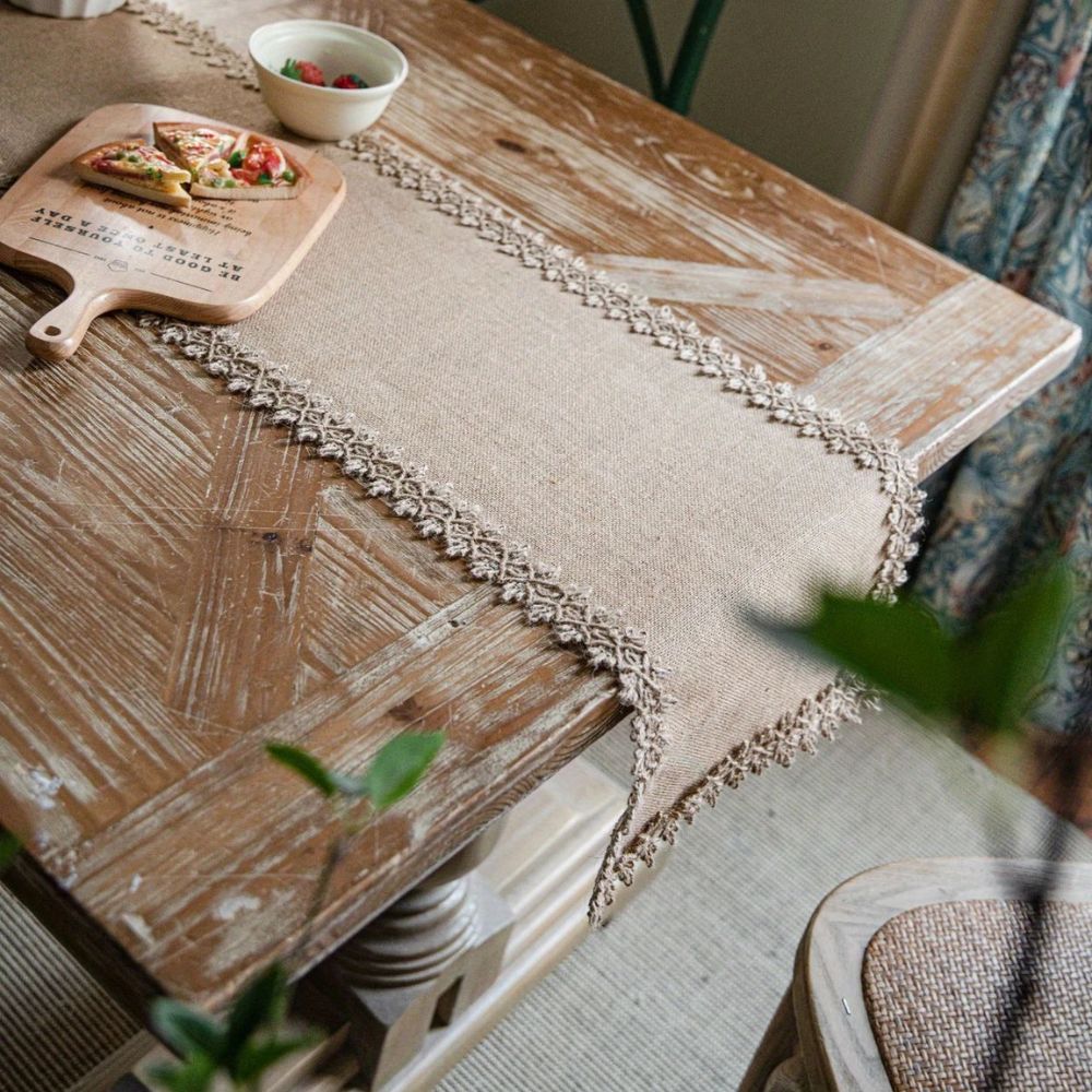 Jute Tischläufer Boho Stil Natur - Norvielle