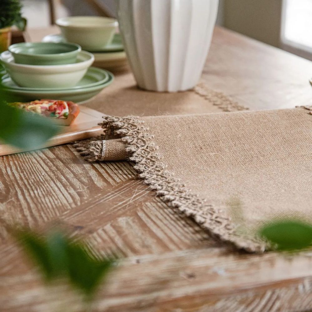 Jute Tischläufer Boho Stil Natur
