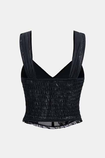 Damen Korsett- Florale Stickerei Mesh