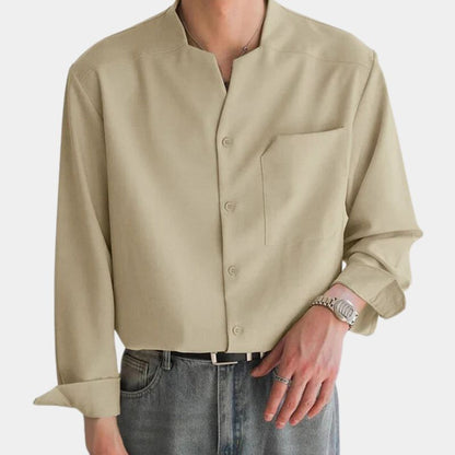 Herren Langarm-Freizeithemd Button-Down locker sitzend Weiß - Norvielle