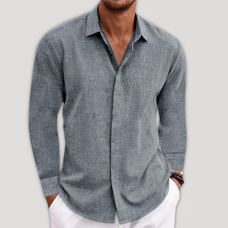 Herren Langarmhemd Regular Fit Mit Kragen Weiß - Norvielle