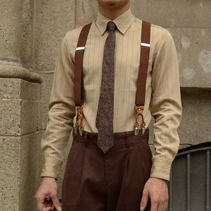 Männer Langarmhemd Button-Up Kragen Weiß - Norvielle