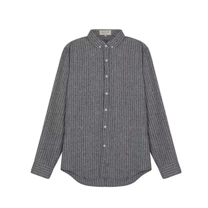 Button-Up Hemd - Langarmhemd mit Kragen für Männer-Grau-M-Chaps Herrenmode