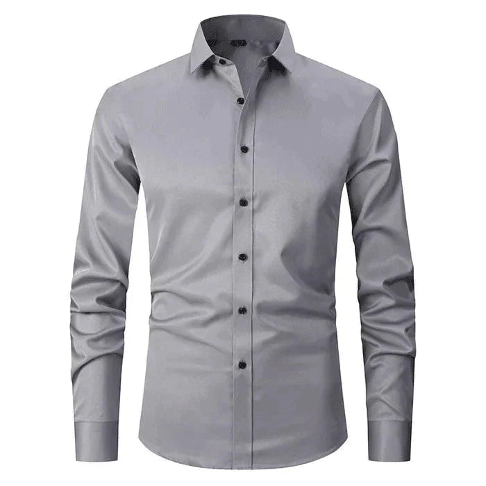 Button-Up Hemd - Stretch - Knitterfrei - Oxford Hemd - Herrenhemd-Grau-weiß-XS-Chaps Herrenmode