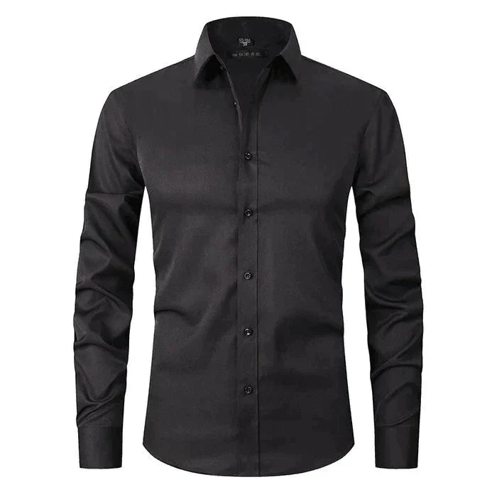 Button-Up Hemd - Stretch - Knitterfrei - Oxford Hemd - Herrenhemd-Schwarz-XS-Chaps Herrenmode