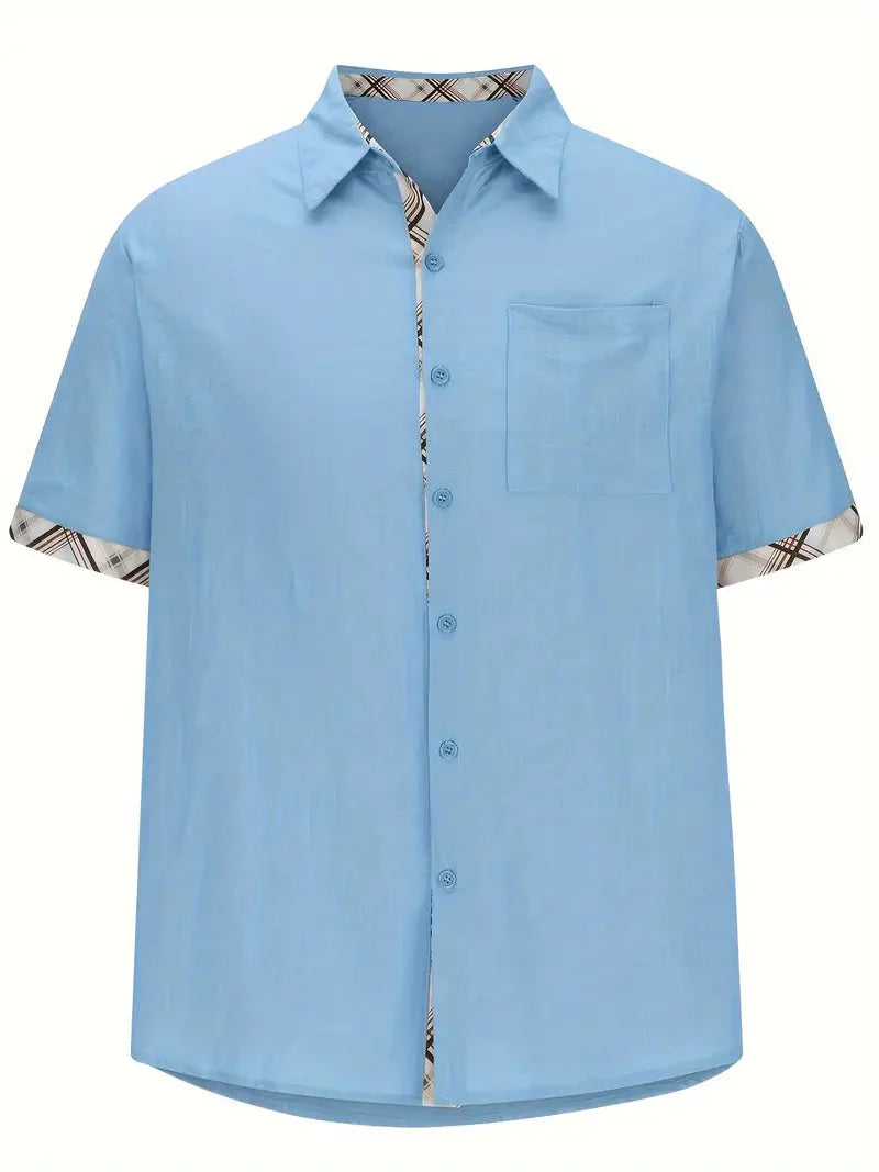 Button-Up Hemd - Umlegekragen - Brusttasche - Kurzarmhemd - Herrenhemd-Chaps Herrenmode