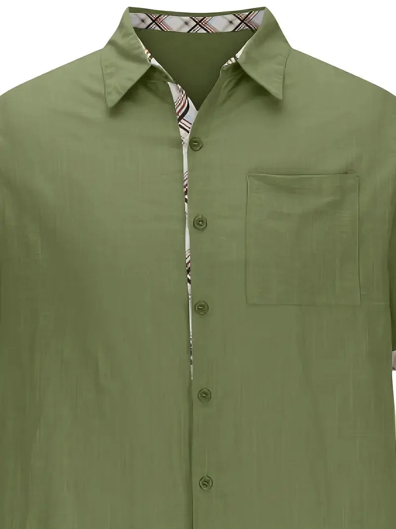 Button-Up Hemd - Umlegekragen - Brusttasche - Kurzarmhemd - Herrenhemd-Chaps Herrenmode