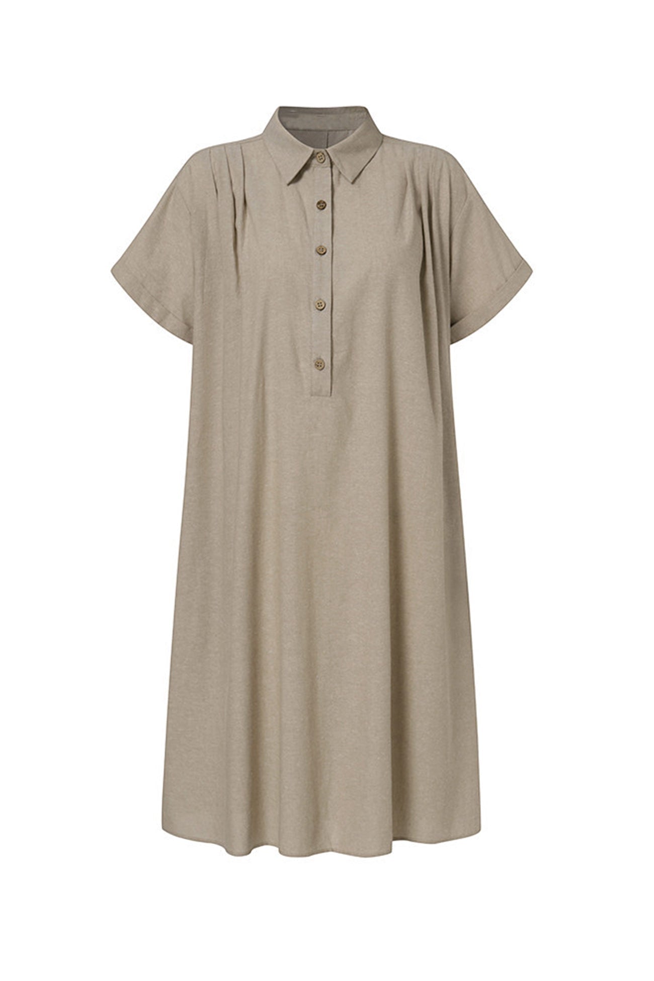 Damen Strandkleid Knopfverschluss Unten Baumwollweiß