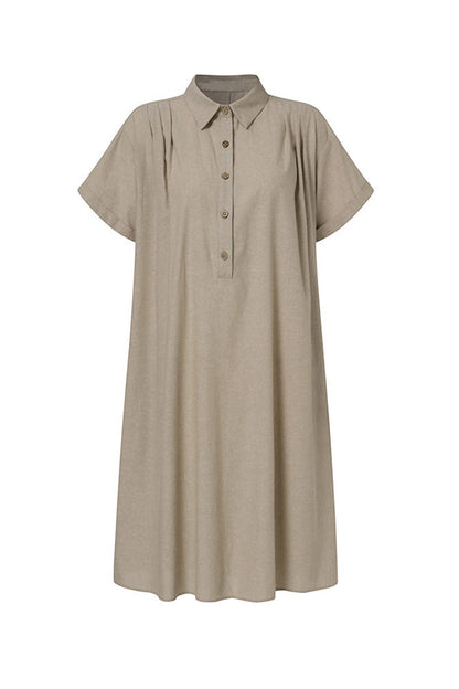 Damen Strandkleid Knopfverschluss Unten Baumwollweiß
