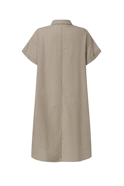 Damen Strandkleid Knopfverschluss Unten Baumwollweiß