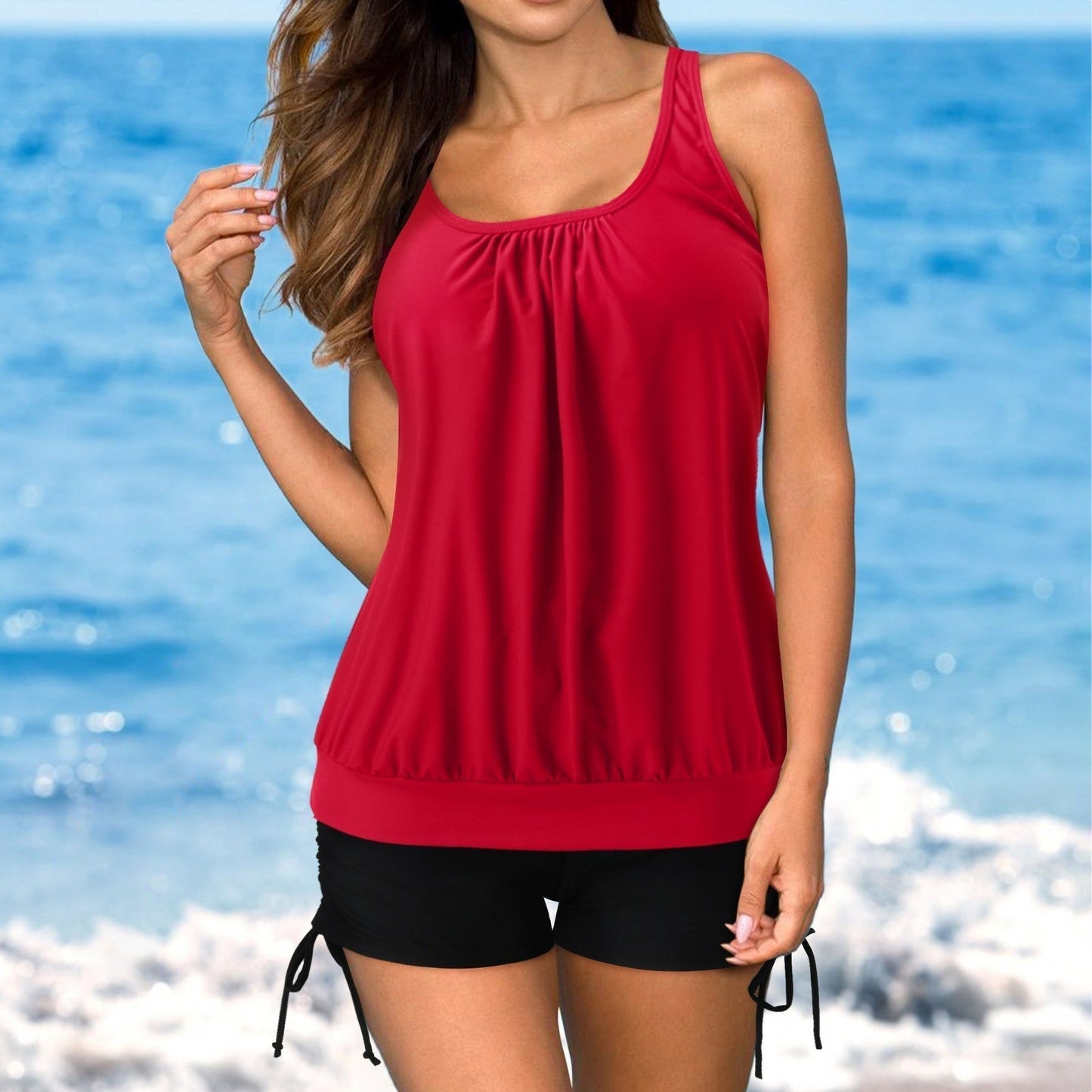 Damen Tankini Bunt Tropical Druck