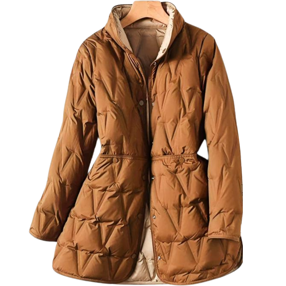 Damen Winterjacke Taillierter Schnitt Druckknöpfe Schwarz - Norvielle