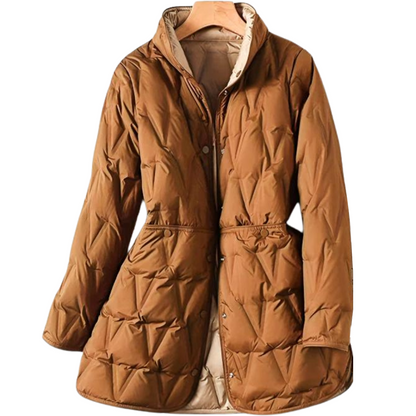 Damen Winterjacke Taillierter Schnitt Druckknöpfe Schwarz - Norvielle