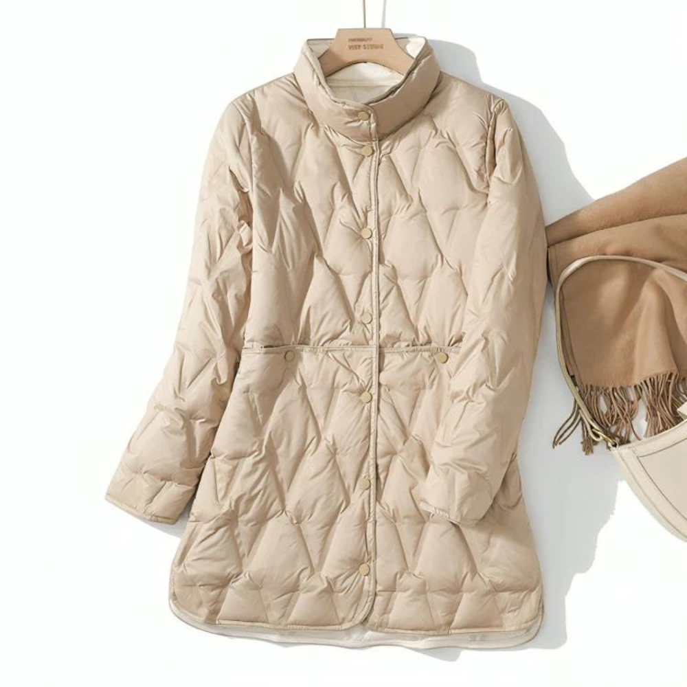 Damen Winterjacke Taillierter Schnitt Druckknöpfe