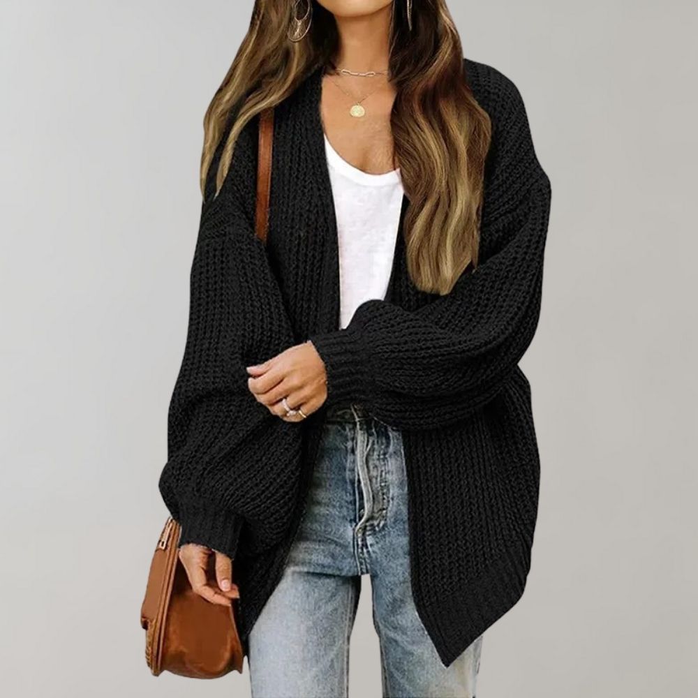 Damen Strickcardigan Locker Passform Bischofsärmel - Norvielle