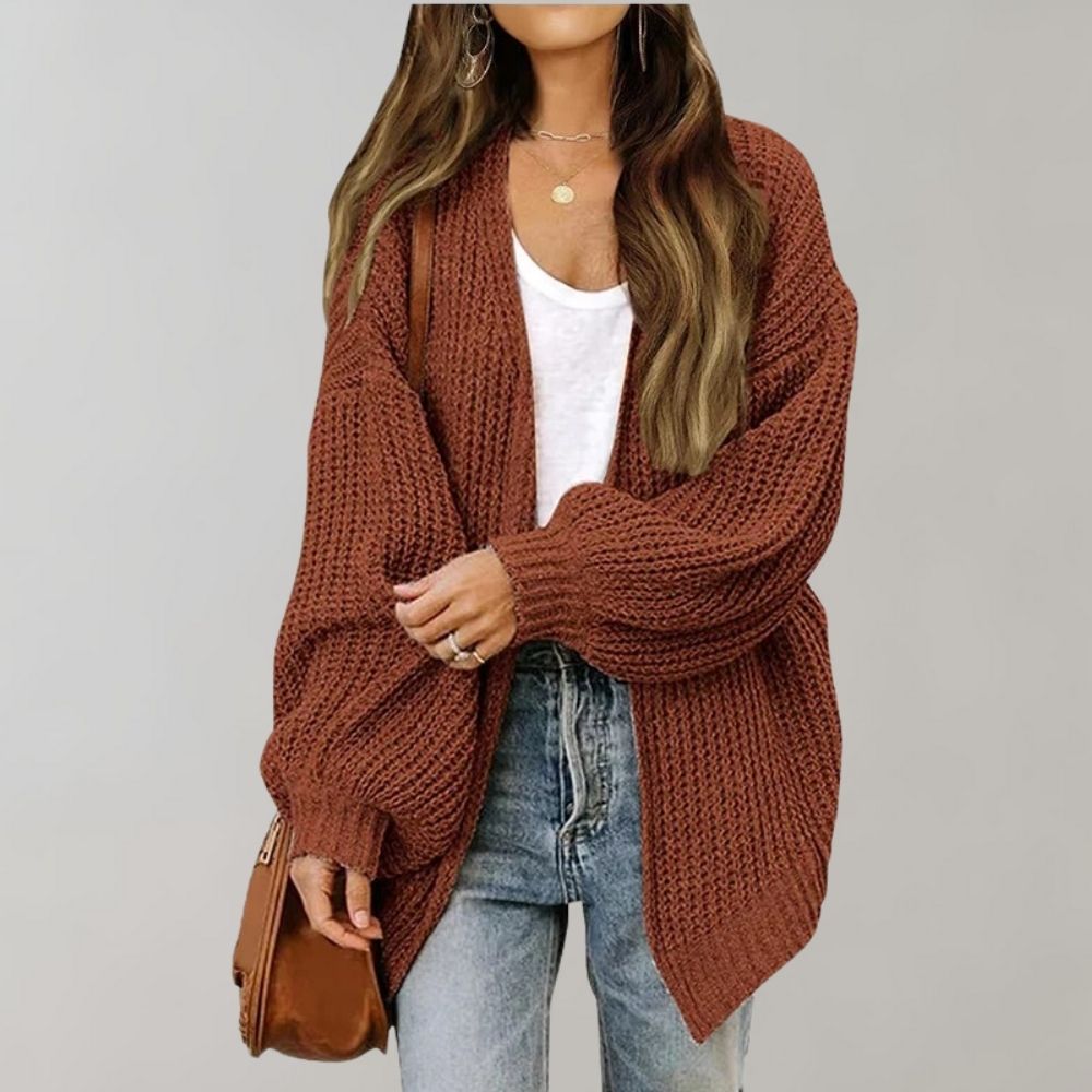 Damen Strickcardigan Locker Passform Bischofsärmel