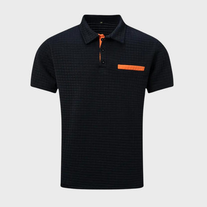 Herren Poloshirt Waffelstruktur Kontrastfarbe